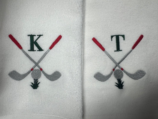 Custom Monogrammed Golf Towel – Personalized Letter – 100% Cotton Golf Towel with Grommet Clip